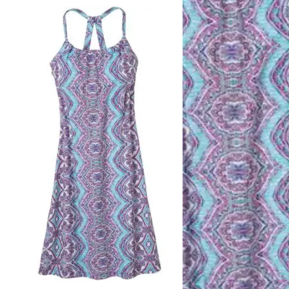 Prana Women's Small Purple Blue Racerback Halter Stretchy Quinn Shelf Bra Dress - Picture 1 of 5